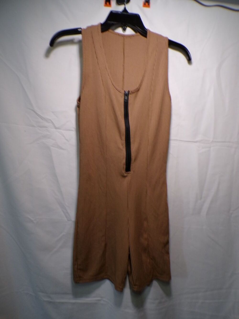 Blush Mark Women's Brown Ribbed Sleeveless Zip Romper Size S One-Piece